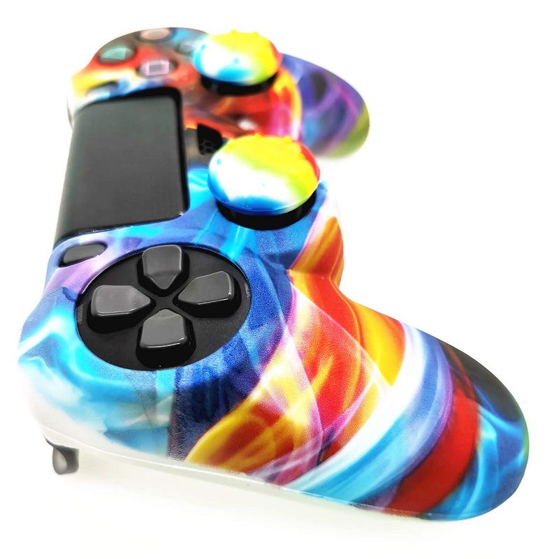 Asokex Silicone Skin Cover for Ps4 Controller (1pc Anti-Slip Case, 1 Pair L2 R2 Trigger Extender, 4pcs Thumb Grips,4pcs LED Light Bar Decal) Protector for DualShock PS4/ Slim/Pro Controller (Multicolor) - Image 2